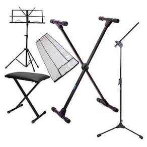 Kit Acessórios Para Teclado Musical + Suporte De Microfone