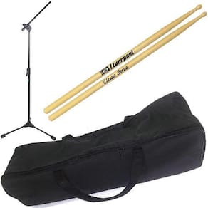 Kit Capa Ferragens De Bateria + Baqueta + Pedestal Microfone