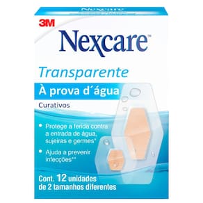 Curativo Nexcare à Prova D`Água Transparente Tamanhos Diferentes 12 Unidades