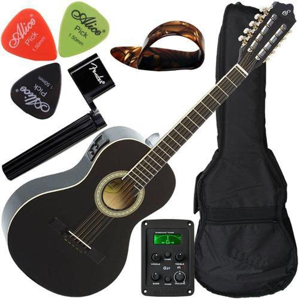 Kit Viola Giannini Caipira Eletroacústica Com Capa Vs14Eq Bk