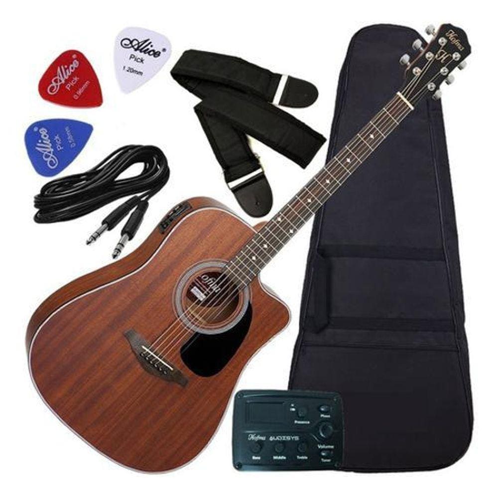 Kit Violão Hofma Hmf 250 Folk Eletroacústico Aço Stnt Capa