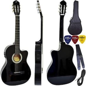 Kit Violão Flat Eletroacústico Afinador Giannini Sf14 Bk Aço