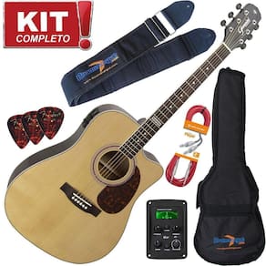 Kit Violão Eletroacústico Folk Gf1D N Natural Giannini