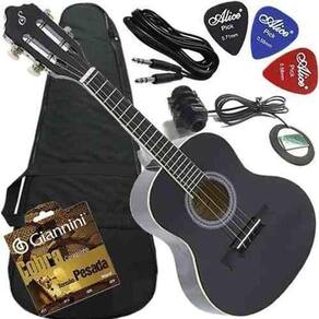 Kit Cavaquinho Canhoto Eletrocústico Aço Cs14 Bk Giannini