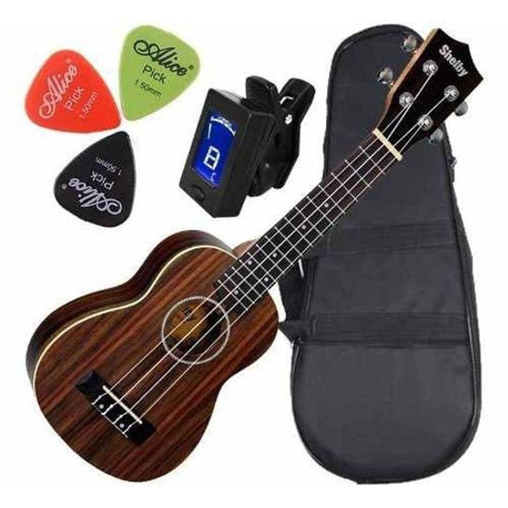 Kit Ukulele Soprano 21 Acustico + Afinador Su21R Shelby