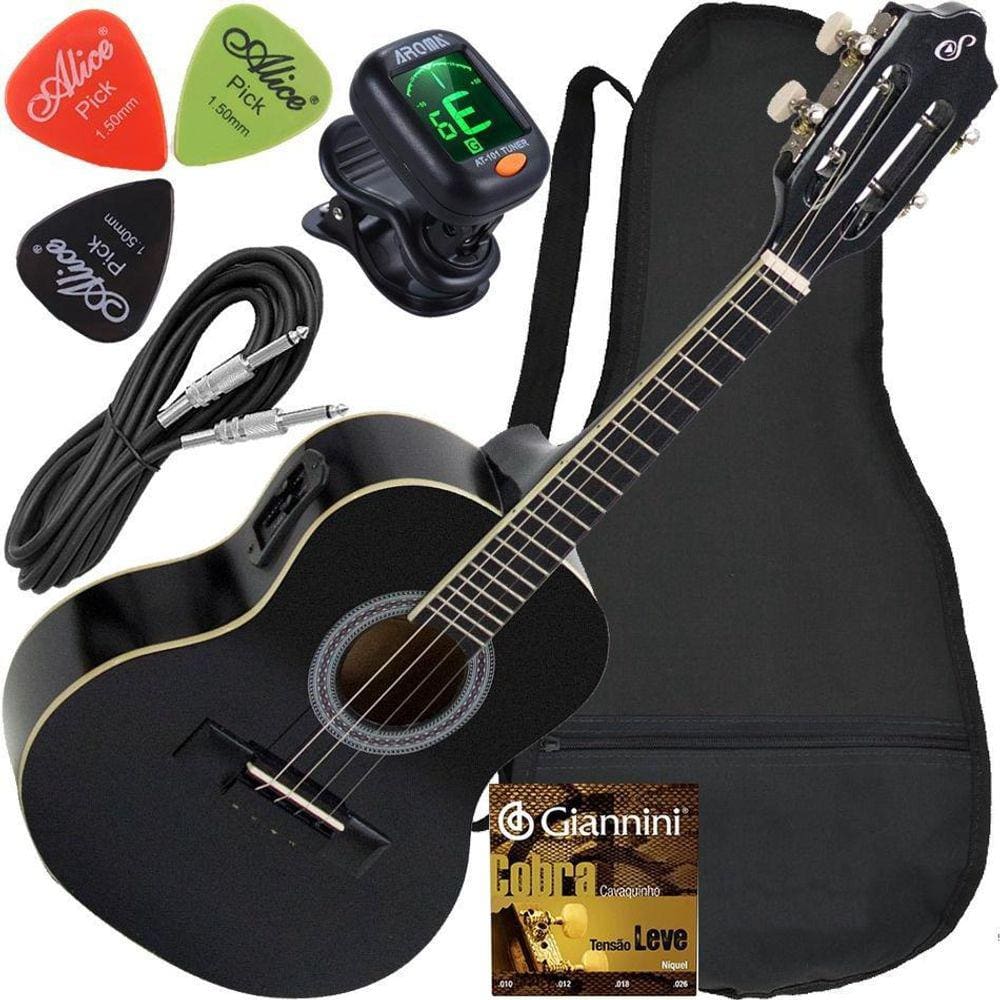Kit Cavaquinho Giannini Elétrico Cs14 Ep Bk Completo Capa