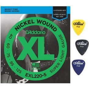 Kit Jogo De Cordas D`Addario Exl220 Para Baixo + Palhetas