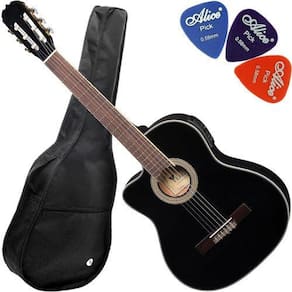 Kit Violão Eagle Canhoto Eletroacústico Nylon Ch800 Bk Lh