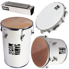 Kit Percussão Samba Music Branco Phx Rebolo Repique