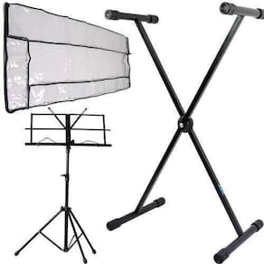 Kit Suporte Para Teclado Com Cobertura + Estante Partitura