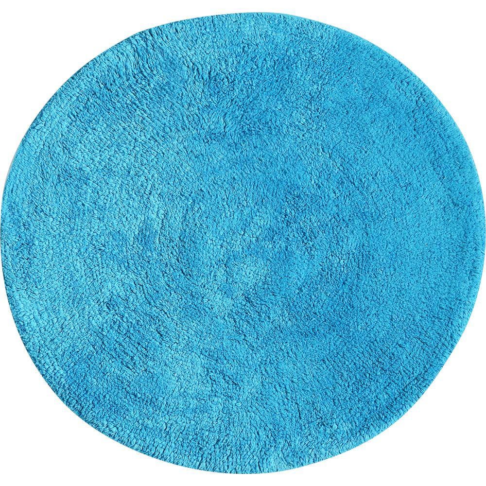 Tapete De Banheiro Algodão Redondo Vizapi Varanasi 60Cm Azul Turquesa