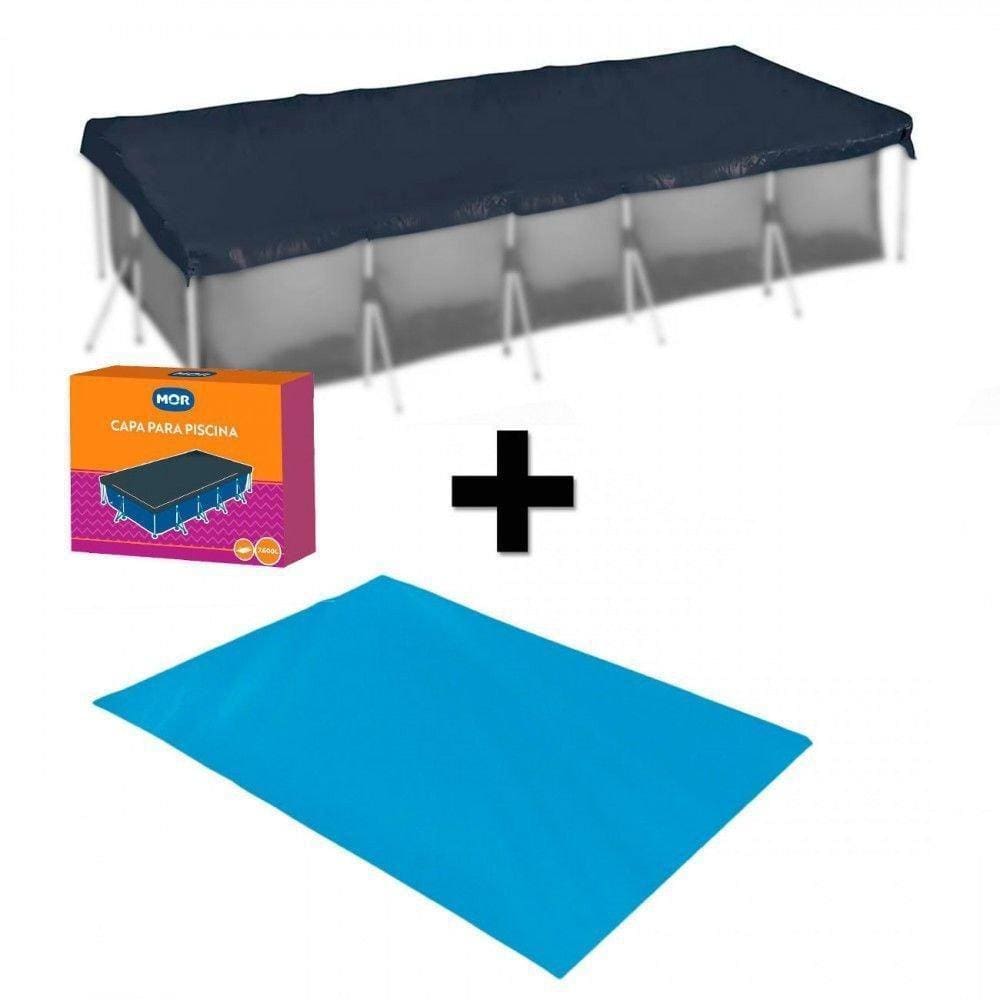 Kit Capa E Forro Para Piscina Retangular 7600 Litros Premium