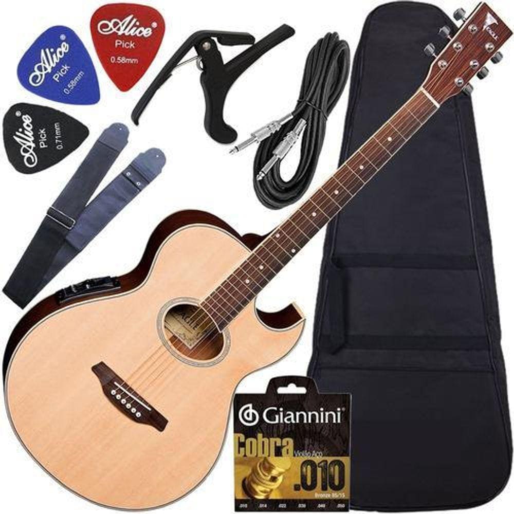 Kit Violão Eagle Gl36 + Capa + Capotraste + Cabo + Palhetas