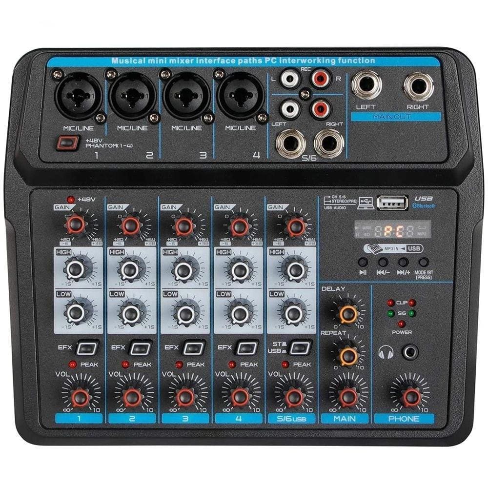 Mesa De Som U6 Boxx 6 Canais Usb Com Interface Usb P10 Xlr