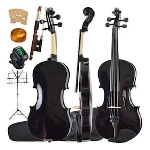 Kit Violino Barato Canhoto Preto 4/4 Estojo Arco Breu