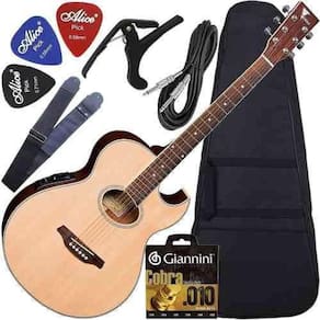 Kit Violão Eletroacústico Completo Gl36 Eagle Natural Satin