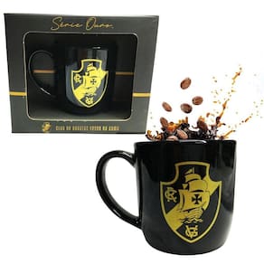 Caneca Preta Xícara Porcelana Urban 300Ml Café Vasco Serie