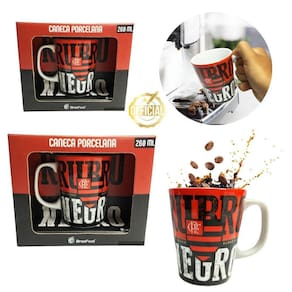 Kit 2 Canecas Porcelana Xícara Rubro Negro Premium 260Ml
