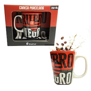 Caneca Porcelana Xícara Rubro Negro Premium 260Ml Preto
