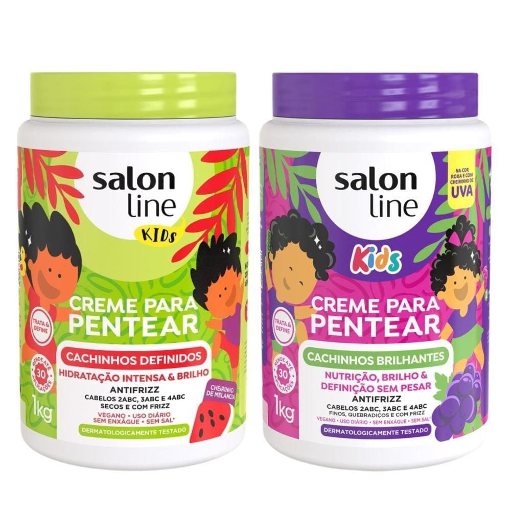 Kit Creme Para Pentear Salon Line Kids Melancia + Uva 1kg