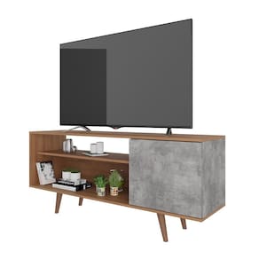Rack para TV até 42 Polegadas com Porta Tecnomobili Amêndoa/Concreto - R1486