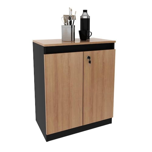 imagem-Armário para Escritório 2 Portas com Chave Tecnomobili Amêndoa/Preto - ME4149 - Marrom