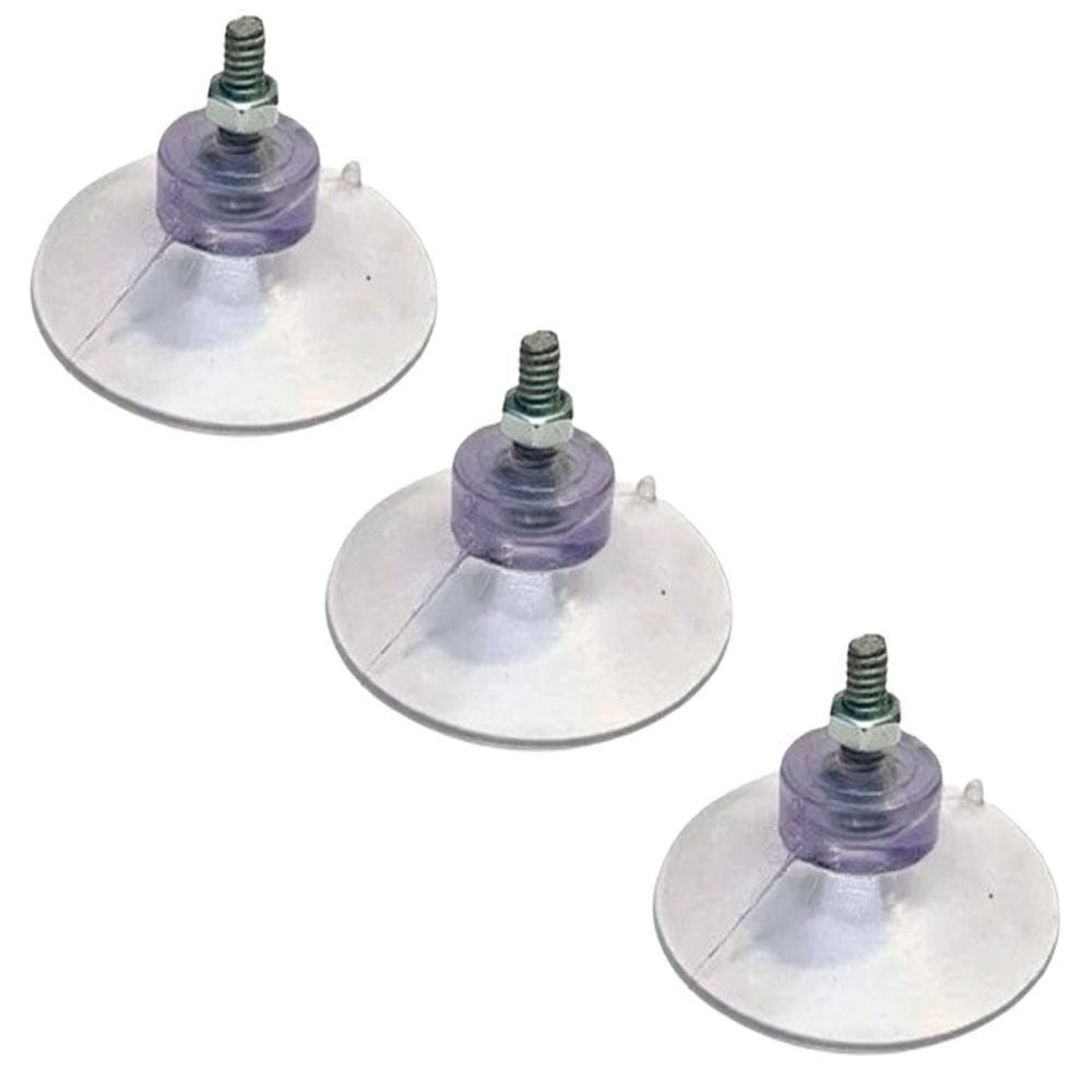 Kit 3 Ventosas De 40Mm 4 Cm Pvc Cristal C/Parafuso E Porca