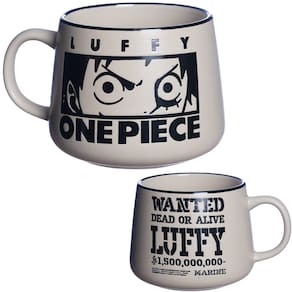 Caneca Monkey D. Luffy Cerâmica Fosca Com Estampa Baixo Relevo 500ML Oficial One Piece Toei