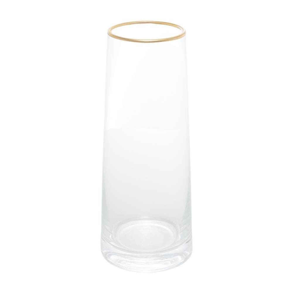 Vaso de Vidro com Borda Dourada Liz 9cm x 9cm x 22cm - Wolff