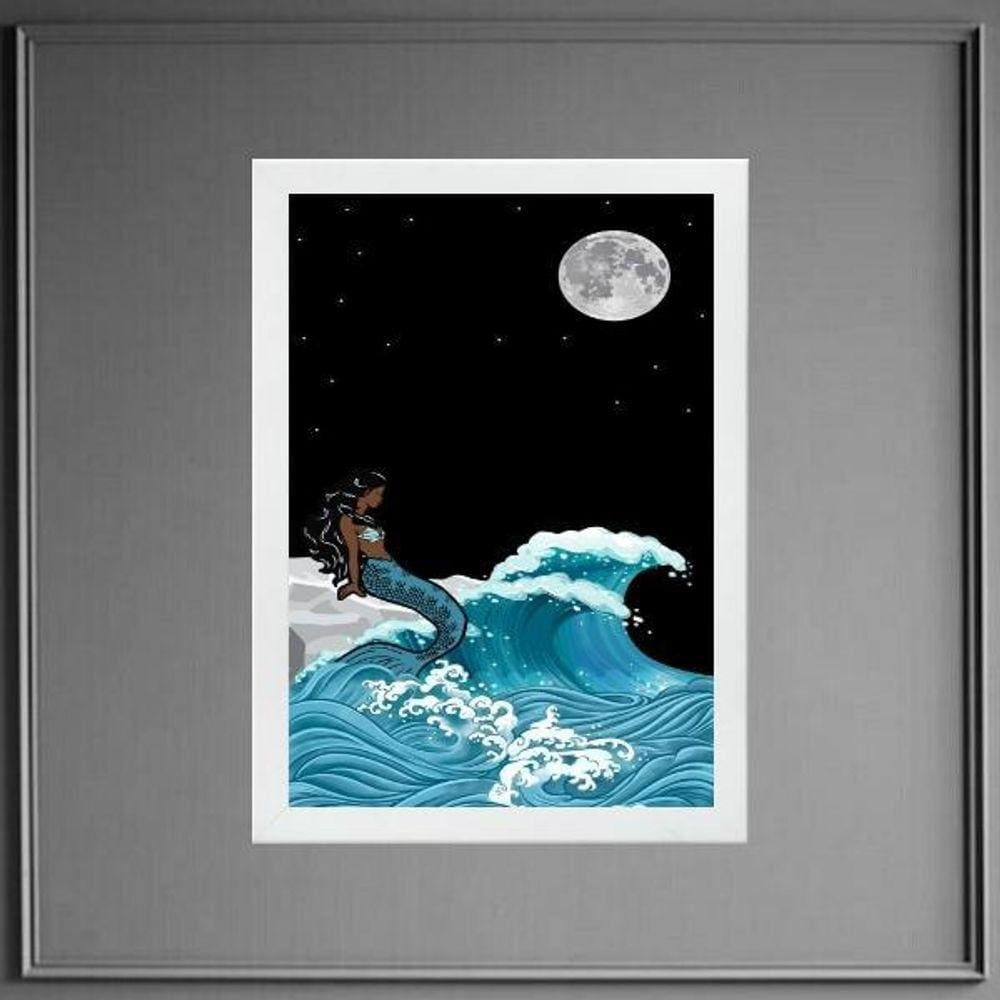 Quadro Iemanjá Sereia Ao Luar 24X18Cm