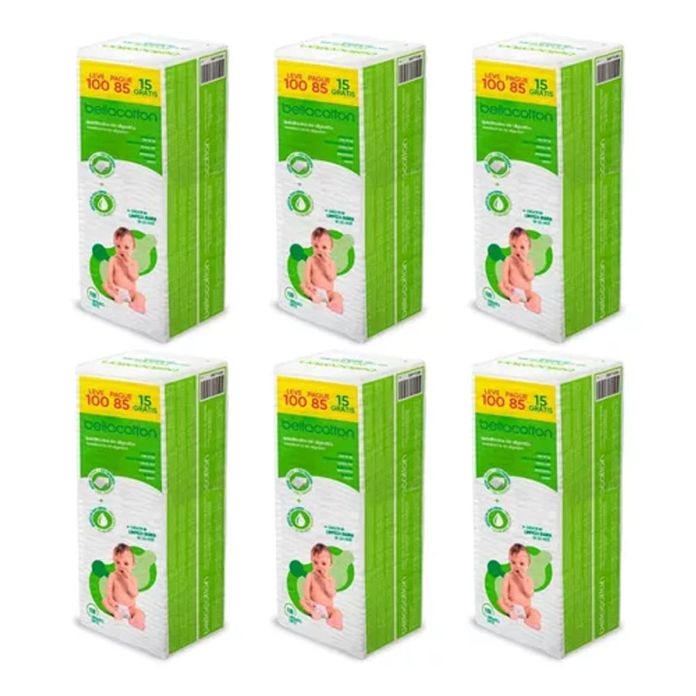 Algodão Bellacotton Quadrado Bebê Sem Perfume - 600 Unidades