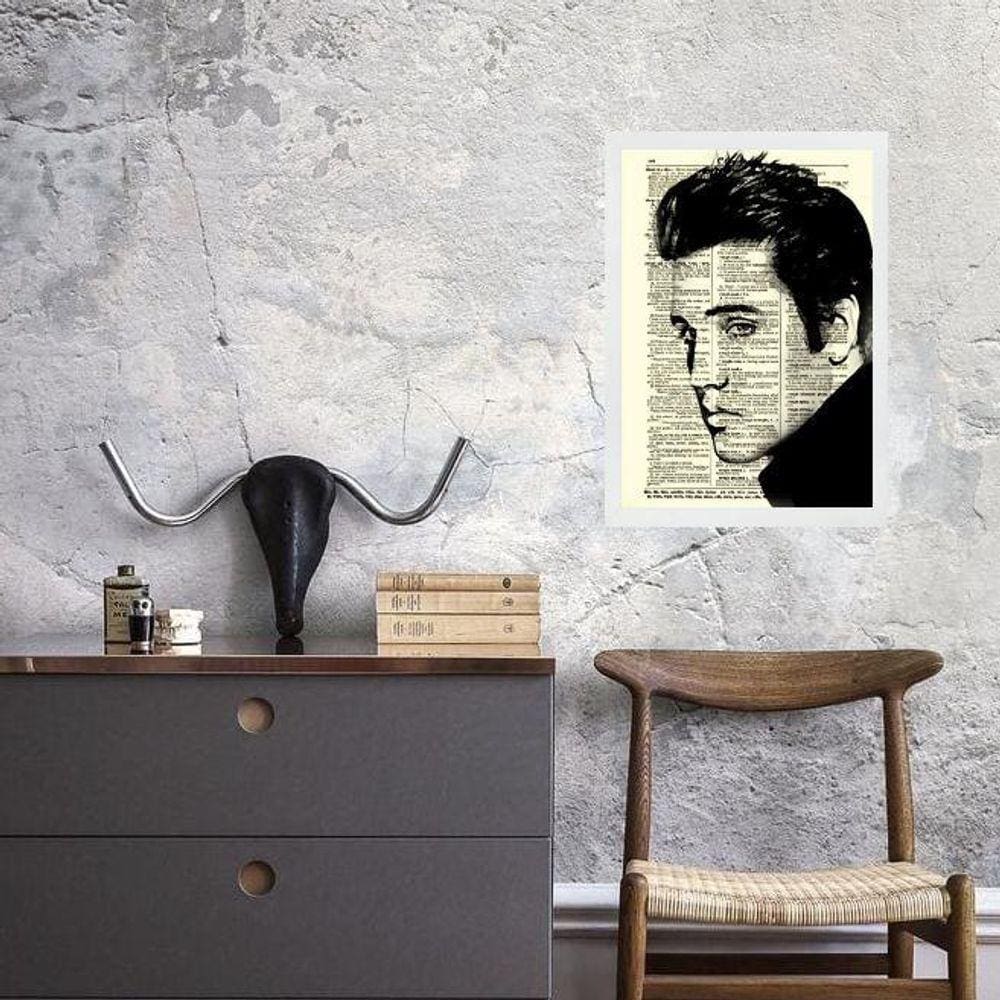 Quadro Vintage Elvis Presley 33X24Cm - Com Vidro