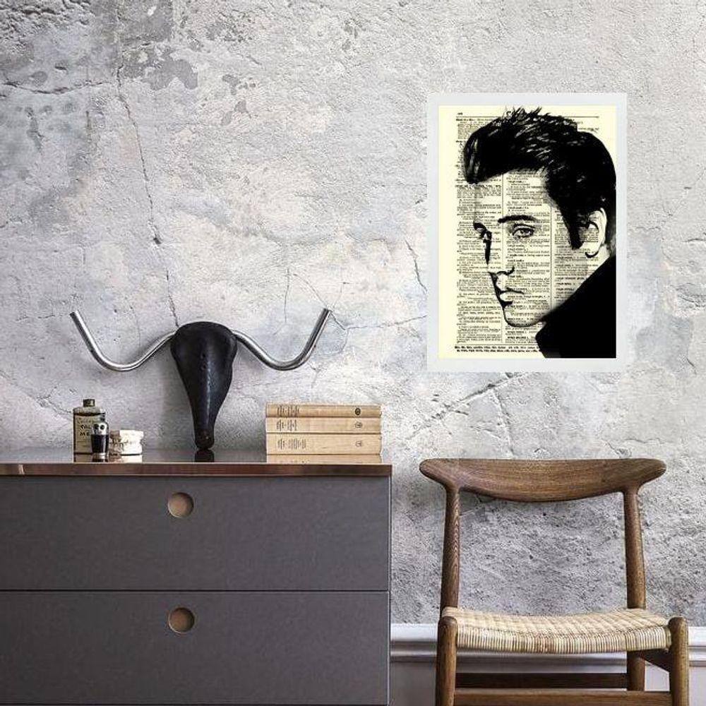 Quadro Vintage Elvis Presley 33X24Cm - Com Vidro