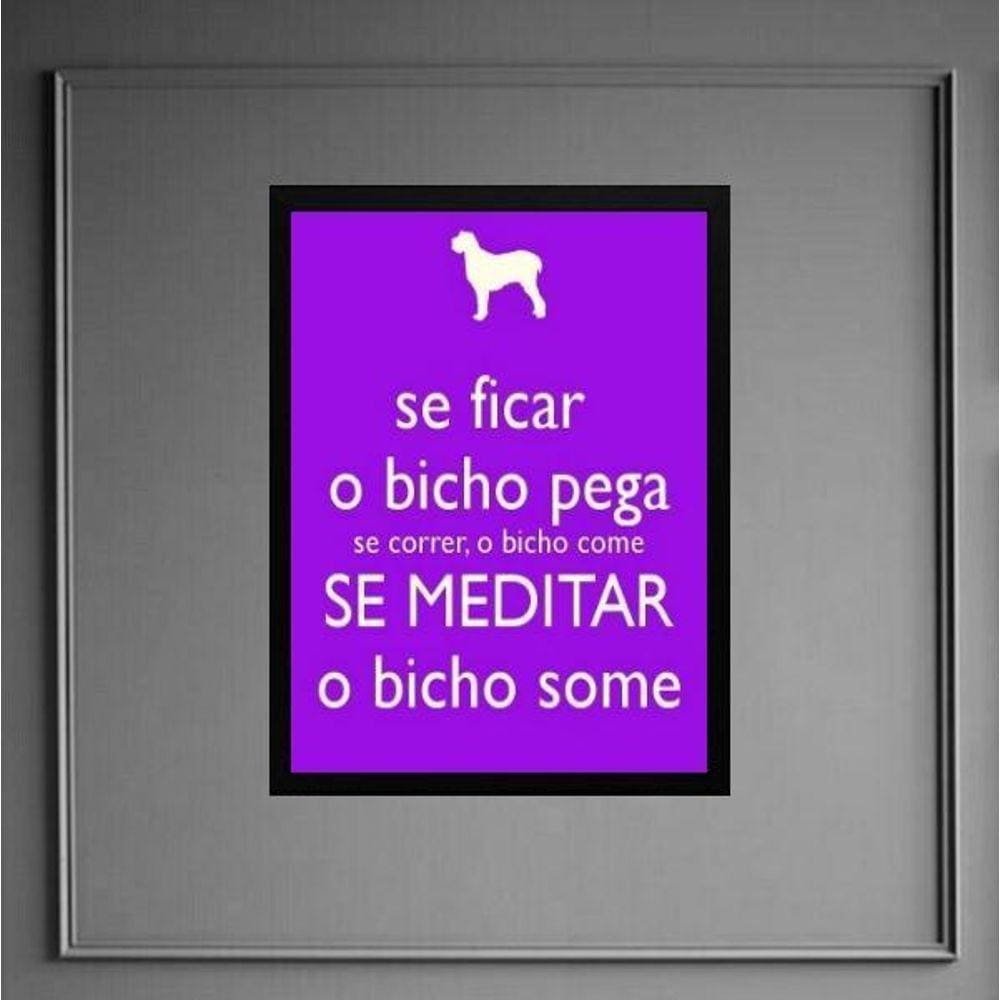 Quadro Decorativo Frase Meditar 45X34Cm - Com Vidro