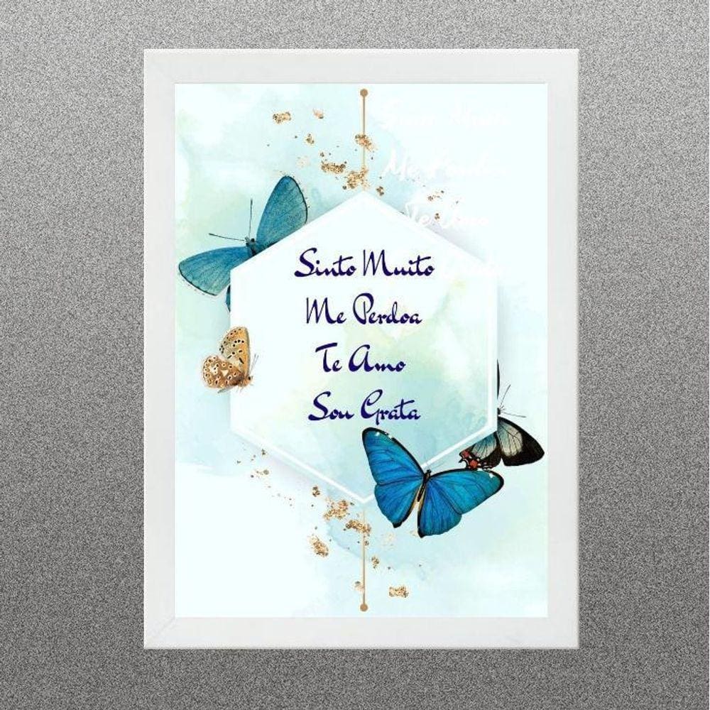 Quadro Ho`Oponopono - Borboletas Geométrico 33X24Cm