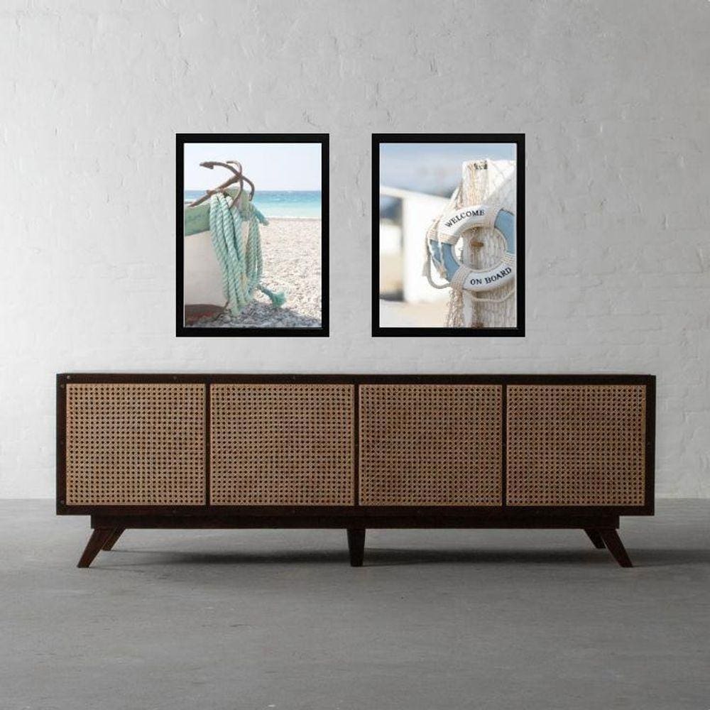 Kit 2 Quadros Casa De Praia - Welcome 33X24Cm