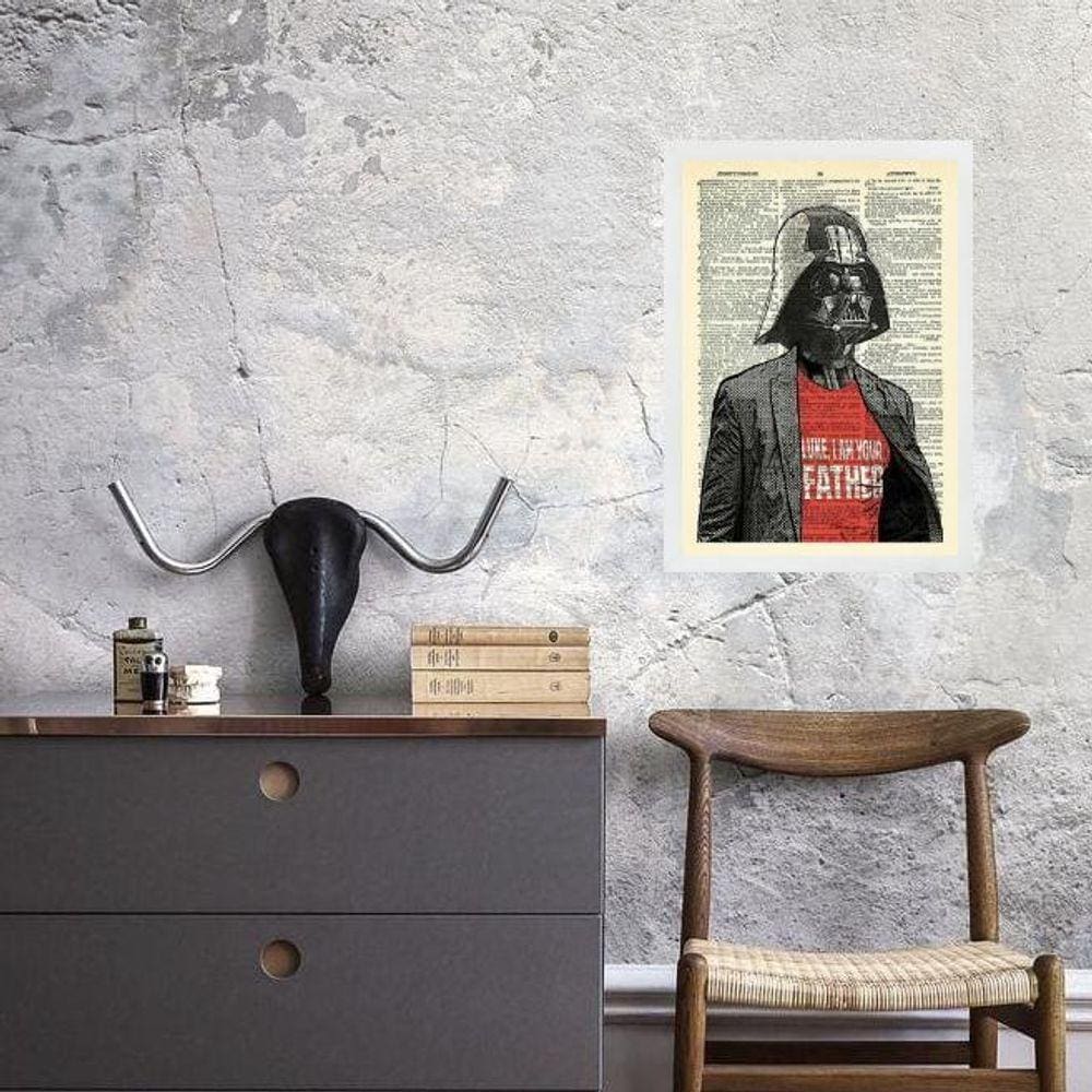 Quadro Vintage Darth - Your Father 45X34Cm - Com Vidro