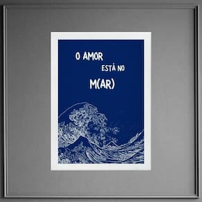 Quadro Decorativo Amor Está No Mar 33X24Cm - Com Vidro