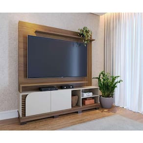 estante para home theater e tv até 75 polegadas jurerê 2 pt amêndoa e off white