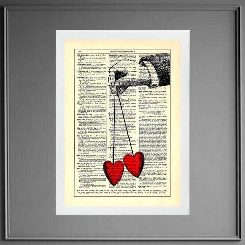 Quadro Vintage - Bate Coração 33X24Cm - Com Vidro