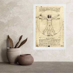 Quadro Da Vinci O Homem Vitruviano 24X18Cm - Com Vidro
