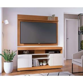 rack yara 2 pt freijó e off white 136 cm