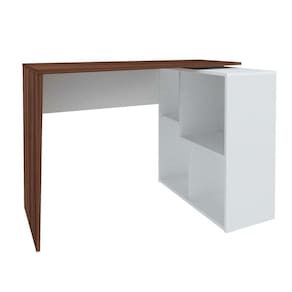 escrivaninha com estante urban flex ipê e branca