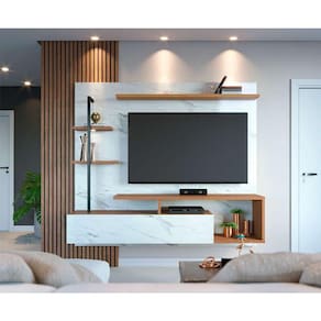 painel para tv até 58 polegadas maragogi com led 1 pt branco e freijó