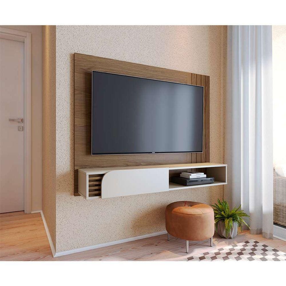 painel para tv até 60 polegadas jurerê 1 pt amêndoa e off white