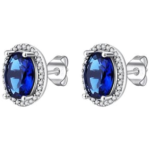 Brinco Zircônia Pedra Azul Prata 925