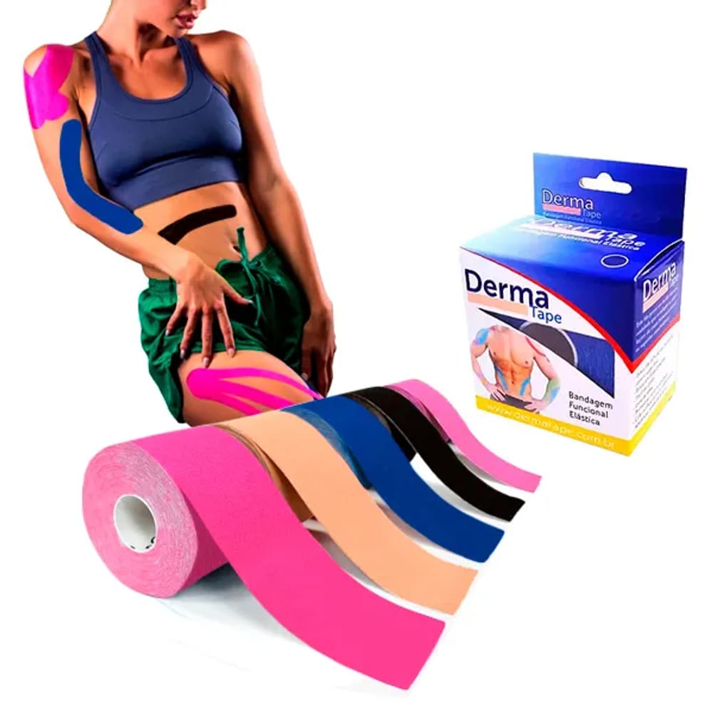 Kit 3 Unid Fita/bandagem Elastica Esportiva Derma Tape 5mx5cm