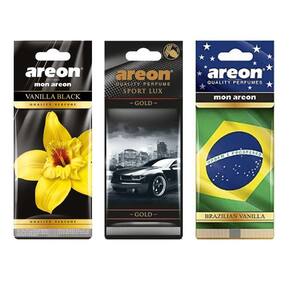 3 Aromatizante P/Carro Areon Vanilla,Sport Luxgold,Brazilian