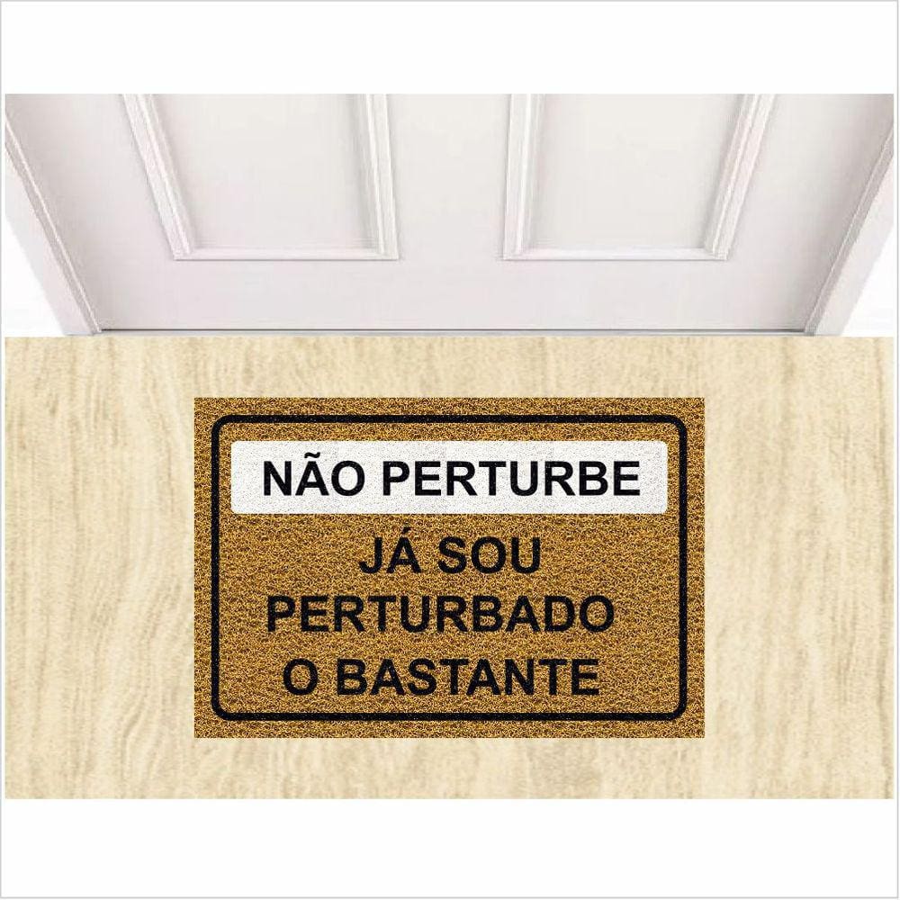 TAPETE Capacho Vinil Não perturbe Decorativo 60X40 cm Ouro.