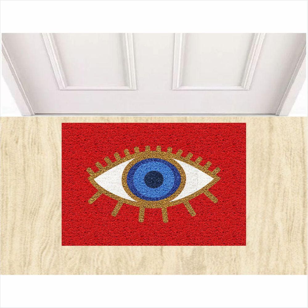 Tapete Capacho Divertido Olho Grego Proteção 60X40 cm Portas